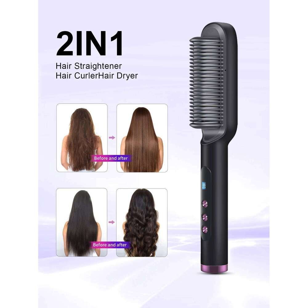Hot Comb Curling 30s Fast Heating Anti-Scald Multi-speed Electric Straightening Fashion Style Iron Hair Brush Tool Dropshipping