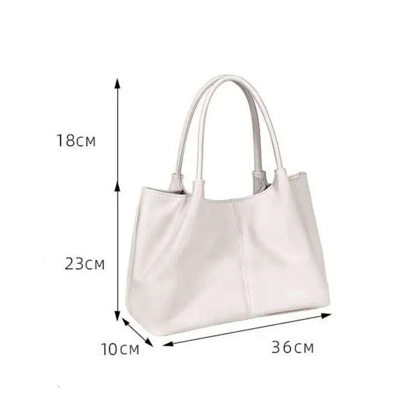Simple White Shoulder 2025 Women's PU Leather Soft Underarm Tote School Large Capacity Bag Full Student Shopping Handbag