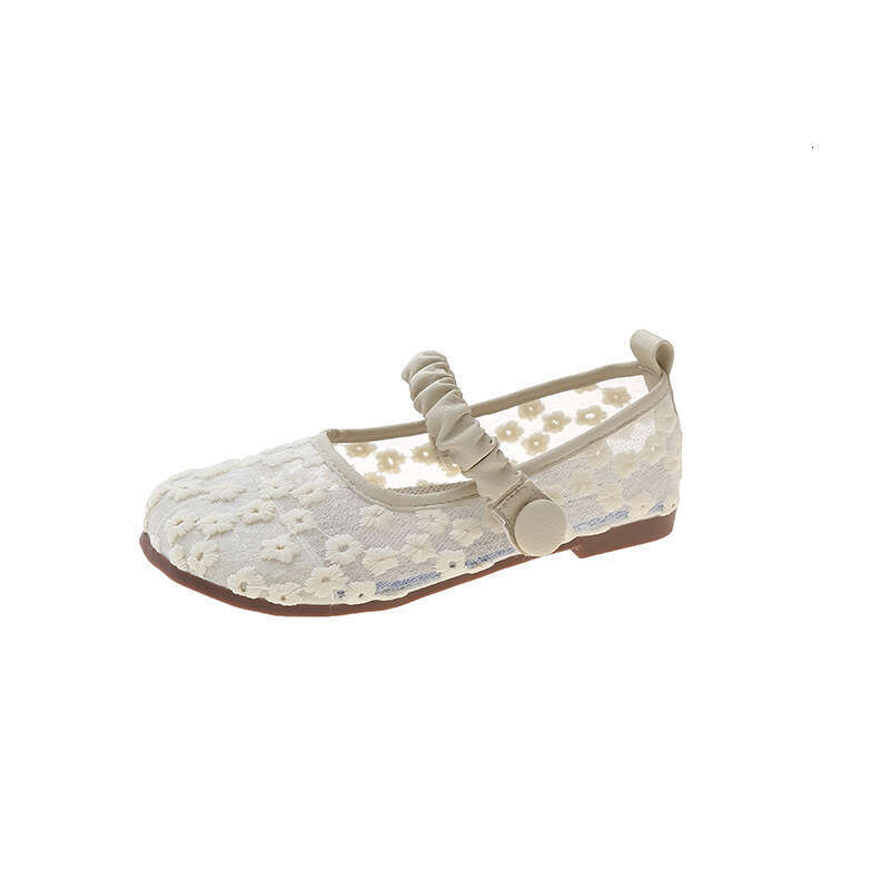 Beige Floral Ballet Flat Semi-Transparent Women's Shoes 2024 New Spring Autumn Slip-On Soft Sole Loafers