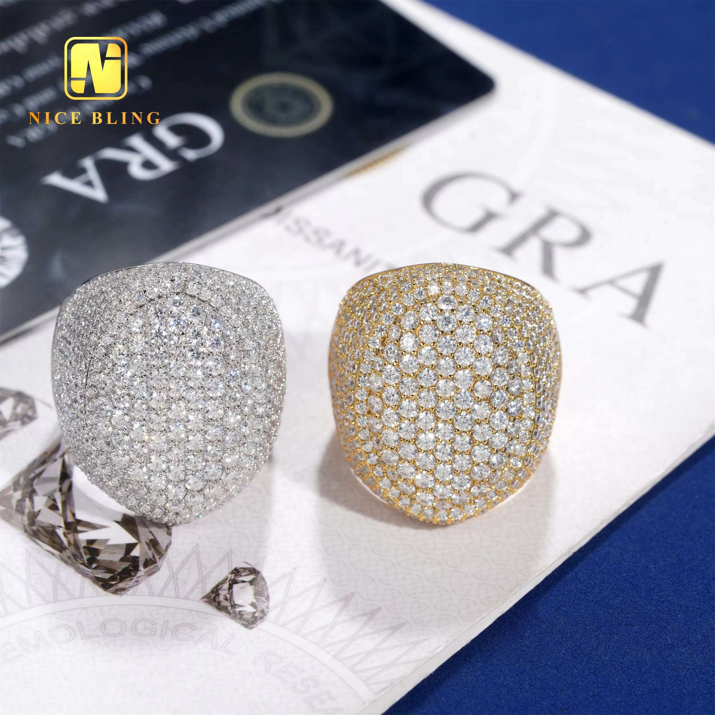 Half Iced Out Oval Shape Rings Pass Diamond Tester Hip Hop Moissanite Engagement Rings S925 Silver Jewelry