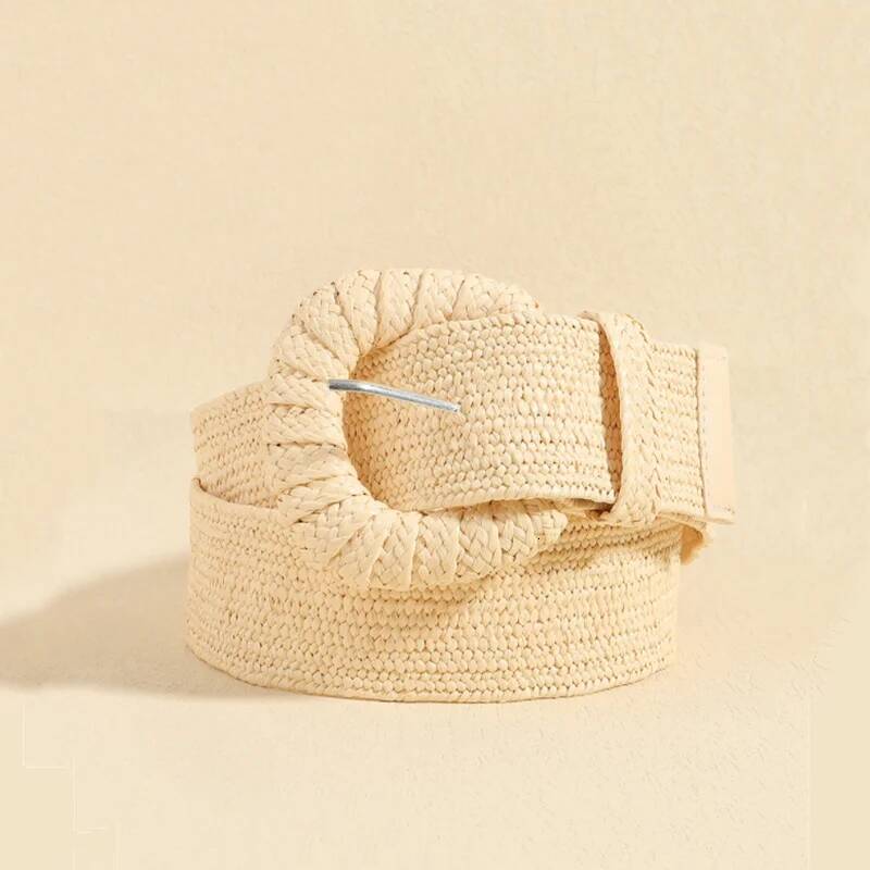 100cm New Retro Women Summer Pin Buckle Fashion Female Braided Wide Belts Designer Woven Elastic PP Straw Girls Waistband