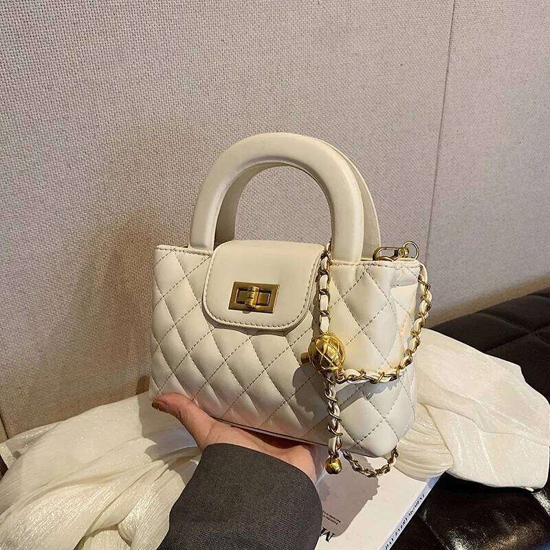 French Style Dia-Shaped Chain Small Square Women Fashion PU Leather Handbag Summer Commuter Crossbody Bag