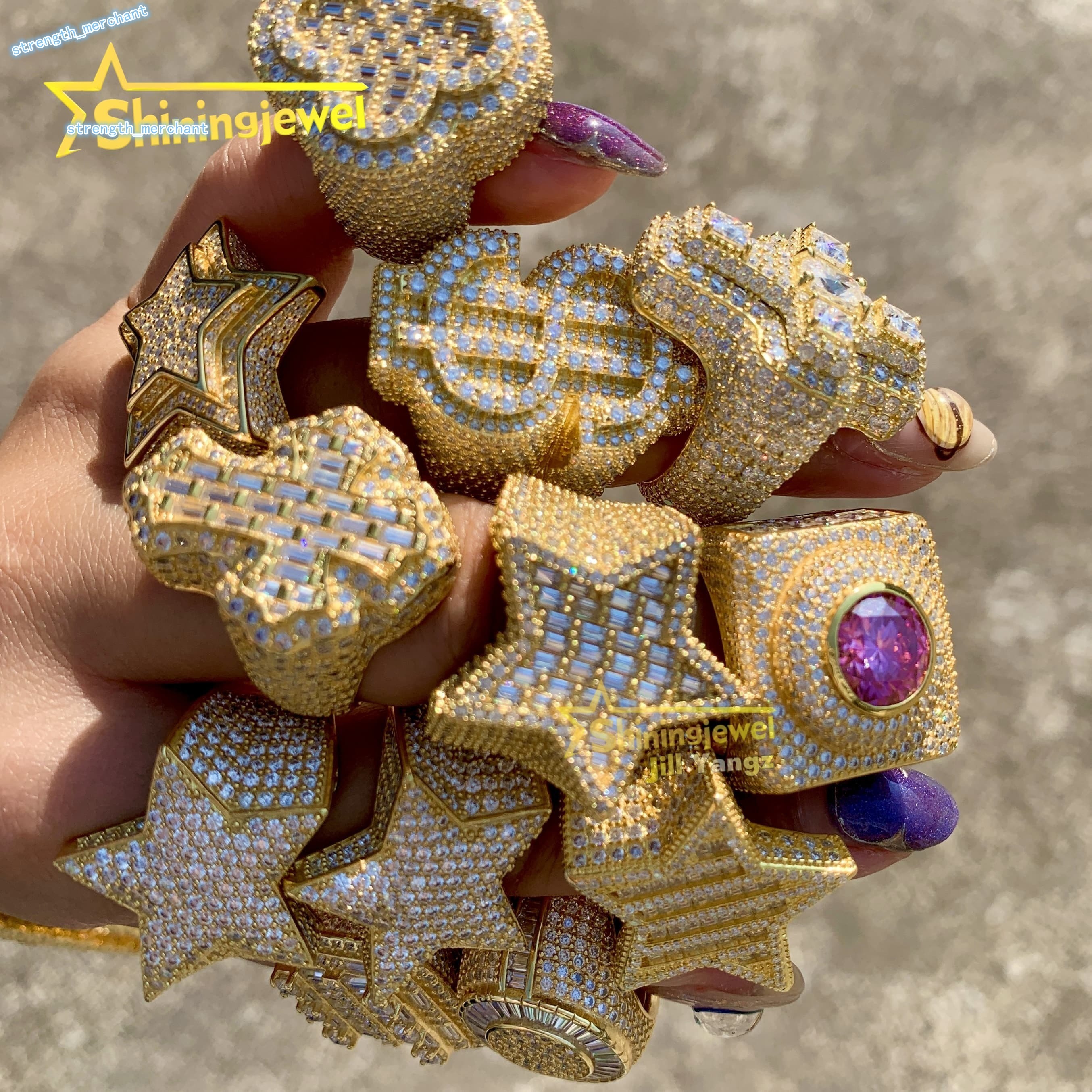 Trending Products 2025 Real Gold Plated Jewelry Moissanite Championship Ring Collection 925 Rings for Men Hip Hop Fine Jewelry