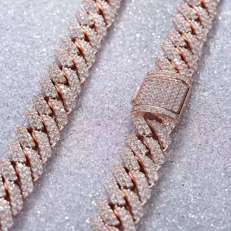 Hip Hop Custom Necklace Jewelry VVS 10mm Moissanite Necklace 925 Sterling Sliver Iced Out Cuban Link Chain Necklace Bracelet