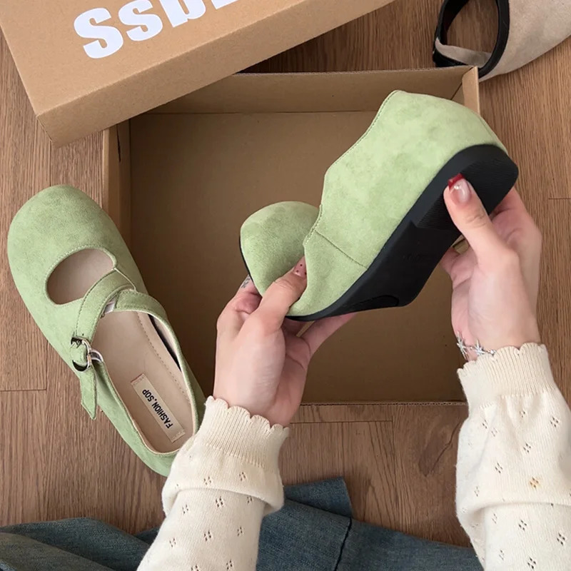 Spring Autumn Internal Increase Women Mary Jane Shoes Comfort Ladies Soft Sole Shallow Single Shoes 250528