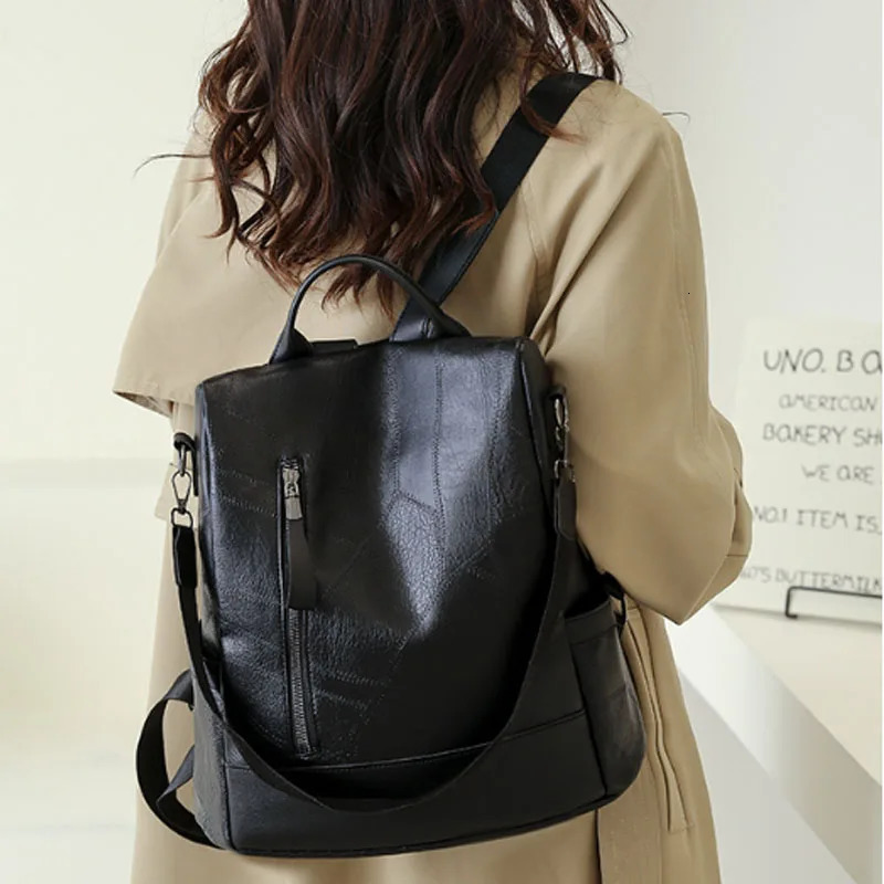 College Women Backpack er Soft Leather Vintage Packbag Female Travel Back Pack School Bags for Teenage Girls Shoulder Bag 250526