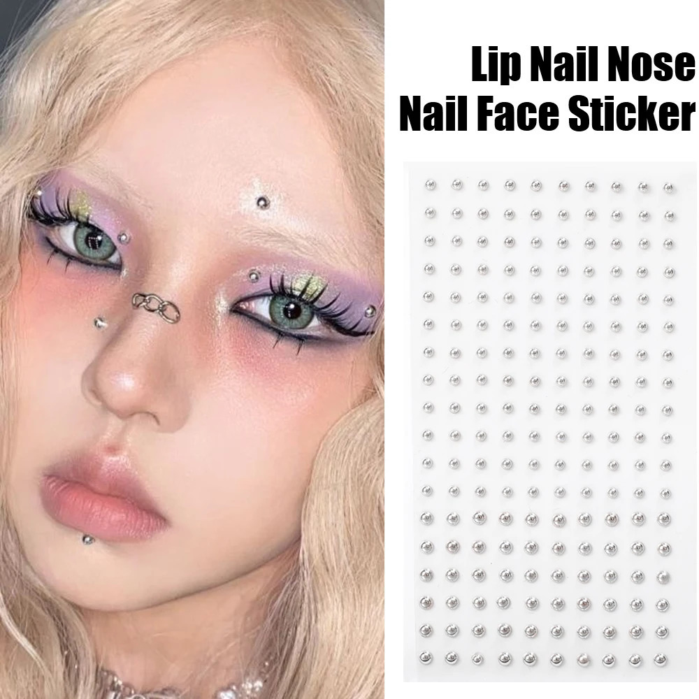 180 PC Non Piercing Lip Nails Sticker Selfadhesive Waterproof Reusable Fake Lip Nail Eyebrow Nose Ring Body Belly Button Jewelry 250530