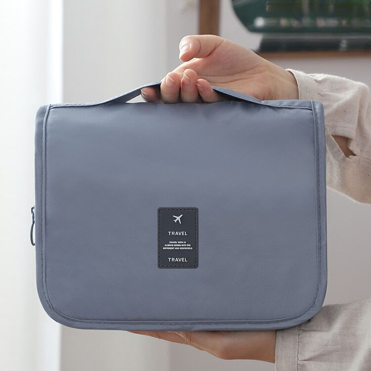 High Quality New Style Style Simple Travel Waterproof Makeup Bag Portable Large Capacity Makeup Pouch Hook Bag Toiletries Storage Bag New Free Deliver