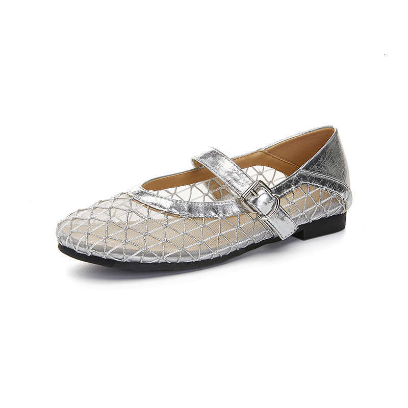 Sheepskin Mary Jane 2025 Spring Summer New Casual Hollow Mesh Breathable Flat Shallow Mouth Women's Shoes