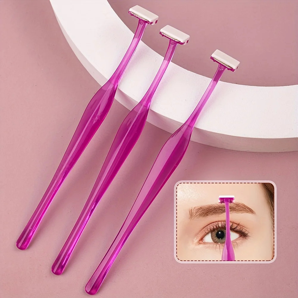 3pcs Eyebrow Razor Set Tshaped Stainless Steel Safety Shaping Shaper and Shaver with Protective Cover 250516