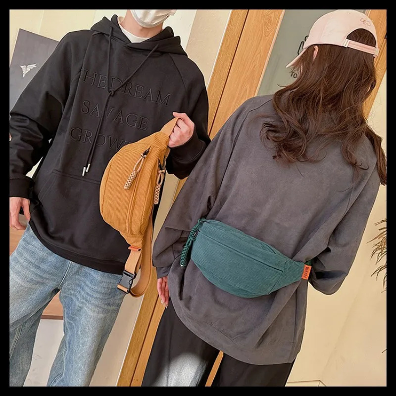 Fashion Corduroy Chest Bag Fanny Pack Men Women Casual Banana Fanny Pack Belt Bags Simple Trendy Shoulder Crossbody Bag 250528