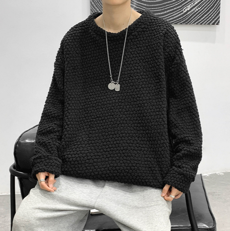 213 Round Neck Sweatshirt for Men Spring and Autumn Style Loose Solid Color