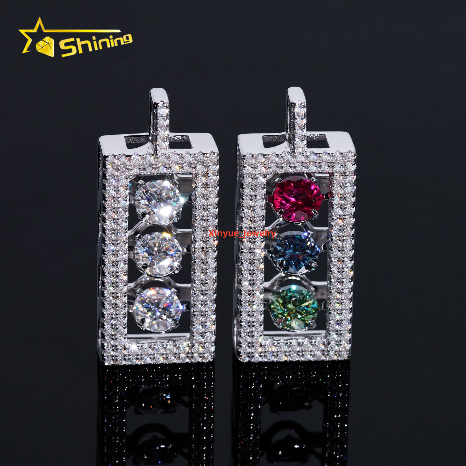 Men Hip Hop Jewelry Pass Diamond Tester Gold Plated Real 925 Silver Trafic Sign Iced Out VVS Custom Moissanite Pendant