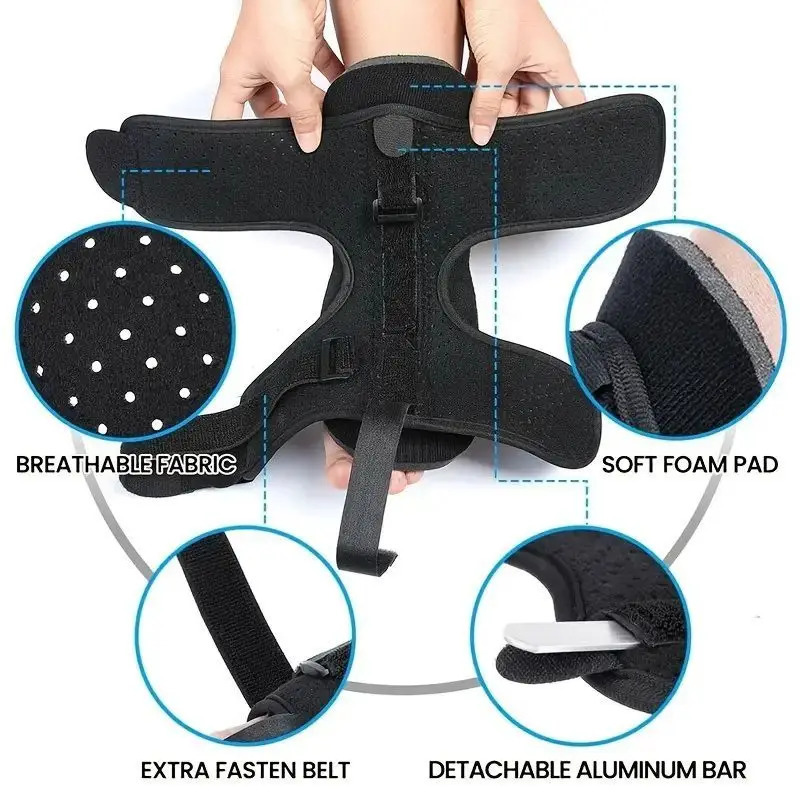 Adjustable Foot Drop Orthosis Brace Ankle Support with Plantar Fascia and Aluminum Strip Splint Reinforcement Tool 250530