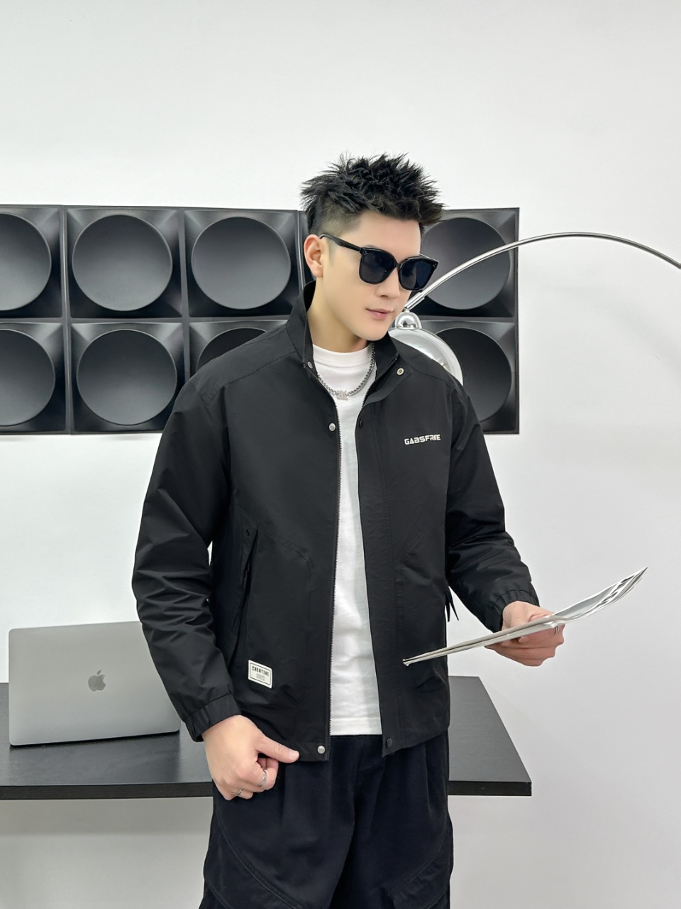 New spring lazy water ink dyed short sleeve shirt high-end sense of fashion casual versatile men's set