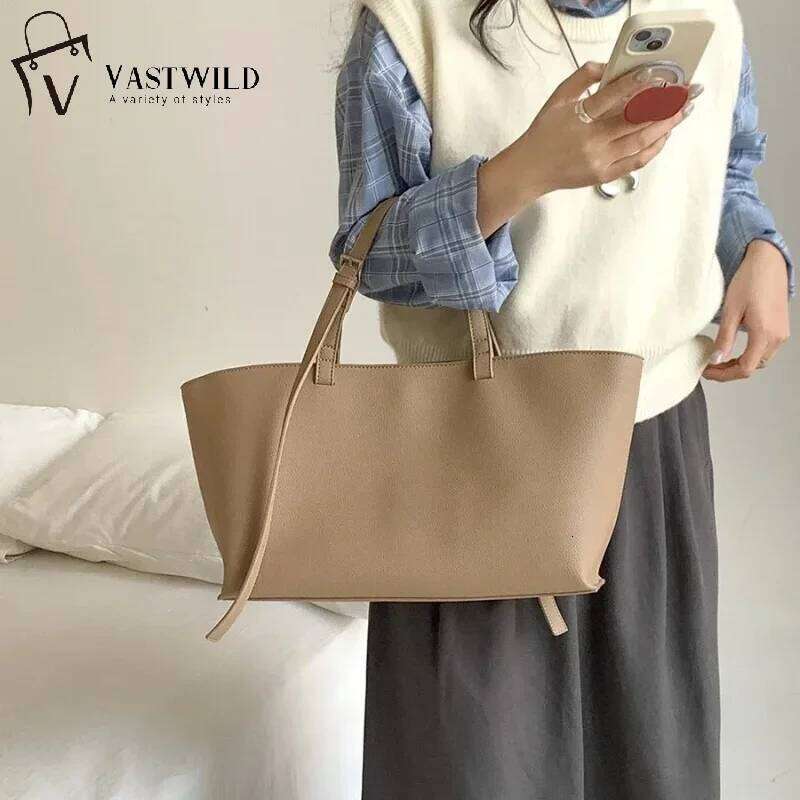 Simple Casual Soft Bag PU Leather Big Tote Bags Women 2025 NEW High Quality Handbags And Versatile Purses