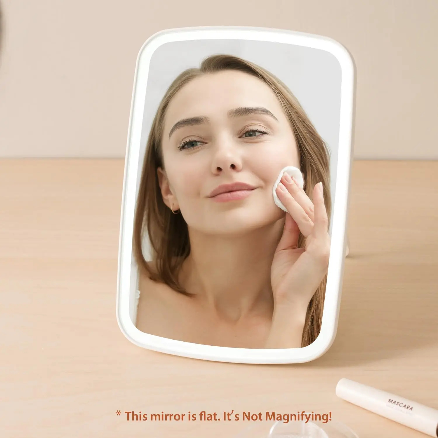 Vanity Makeup Mirror with LED Brightness Adjustable Compact Cosmetic Mirror with Touch Screen Portable Handheld USB Rechargeable 250530