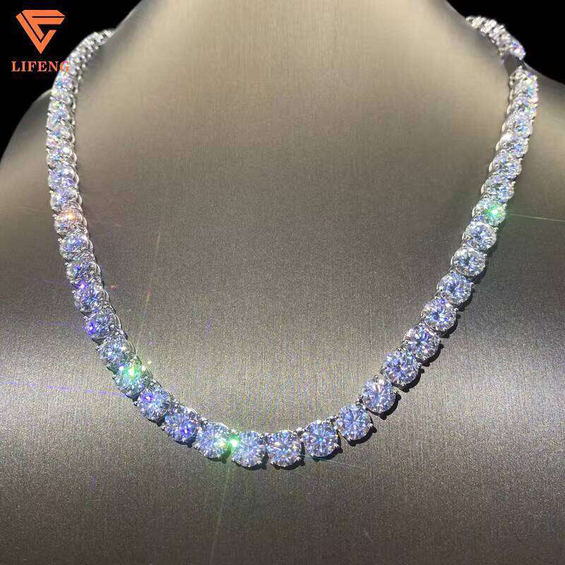 New Arrival Deluxe Fine Jewelry Sier Necklace 8MM Iced Out VVS Moissanite Dias High Quality Tennis Chain for Men Women