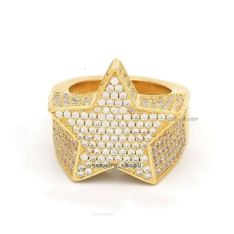 men's passed GRA Dia Five-pointed Men's star Hip Hop trendy moissanite dia gold sterling sier cuban women ring