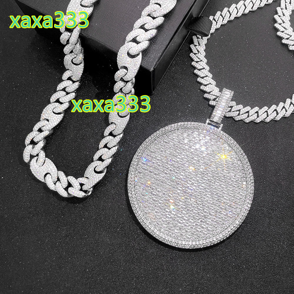 Factory Price Custom Blank Circle Vvs Moissanite Pendant 925 Sterling Silver Rapper Iced Out Necklace Hip Hop Men Women Jewelry