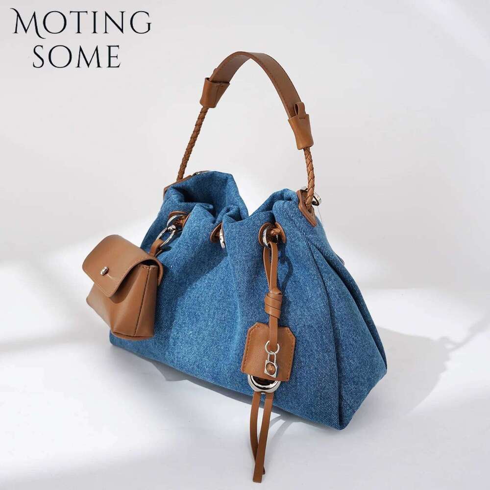 Hot Selling Motingsome Spring Women New Denim Handbag Design Fashionable Simple Style Lady Messenger Bag Saddle Purse Pouch Designer Bags