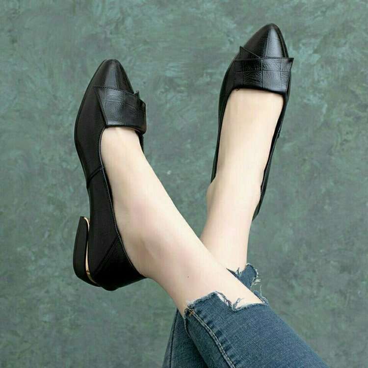 Women's Single 2023 Spring and Autumn New Thick Heel Mom Soft Sole Small Leather Shoes for Women