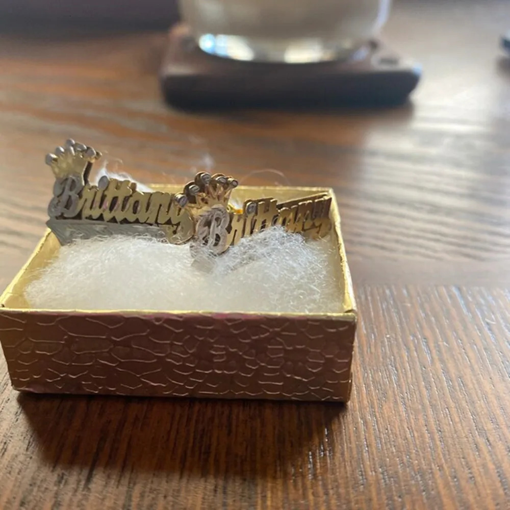 Customized Name Earrings Double Color Stainless Steel Stud Earrings Personalized 3D Nameplate Ear Studs For Women Jewelry Gift 250529