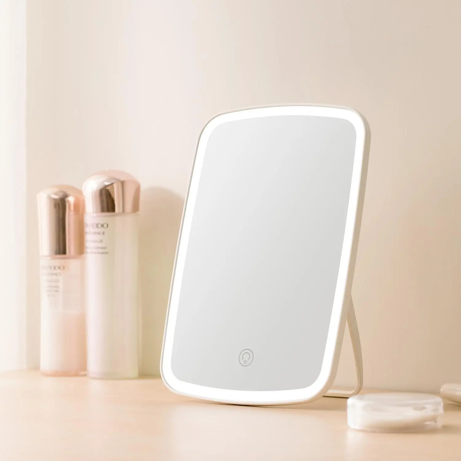 Vanity Makeup Mirror with LED Brightness Adjustable Compact Cosmetic Mirror with Touch Screen Portable Handheld USB Rechargeable 250530