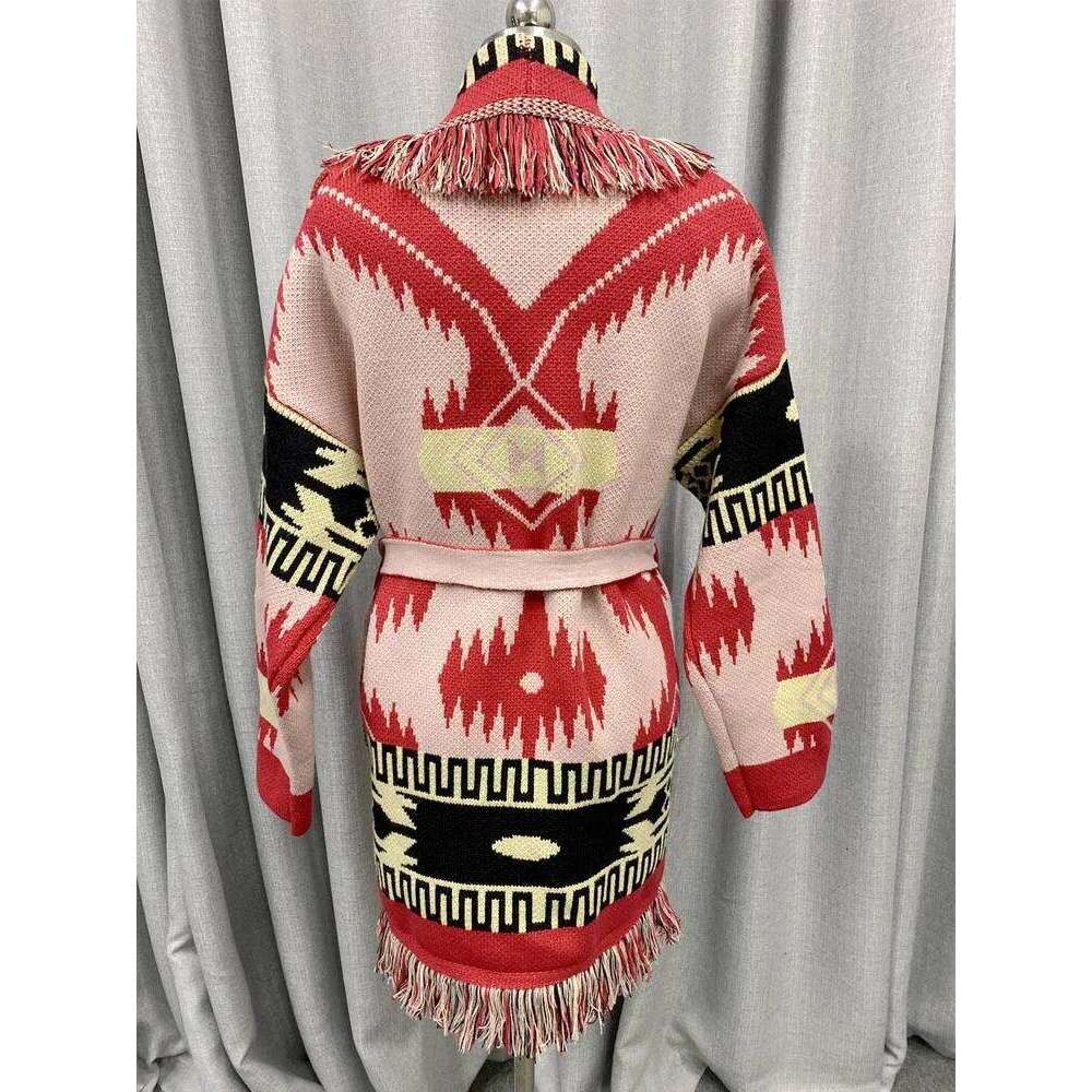 WQJGR High Quality Jacquard Cardigan Sweater Women Geometry Cashmere Kniited Tassel Loose Full Sleeve Fashion Autumn Winter