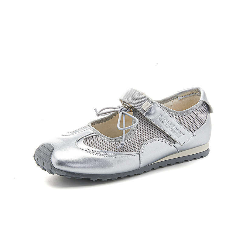 Genuine Leather Mary Jane 2025 Summer New Velcro Casual Single Ballet Style Sports Training Shoes for Women