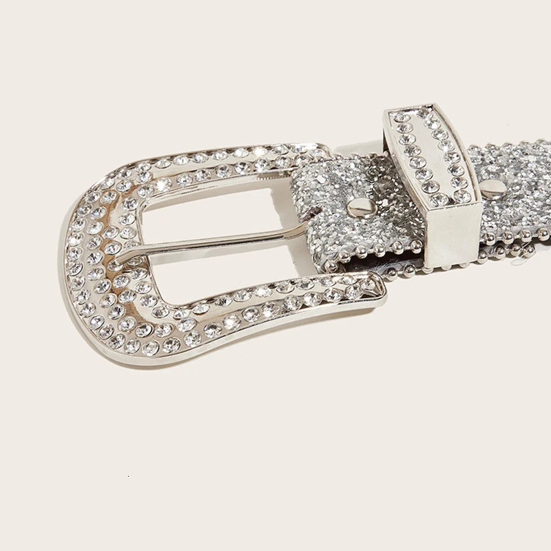 Desinger Belts For Women High Quality Female Waist Sequin Rhinestone Buckle All-Eyelet Punk Goth Y2k Golden Belt Men 250530