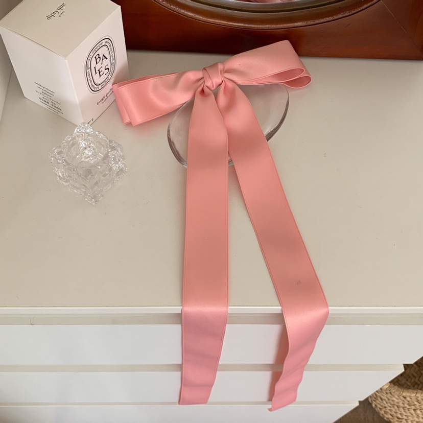 French Girl Style Extra Long Bow knot Ribbon Hair Clip Chic Top Clip for Back of Head Versatile Daily Hair Accessory