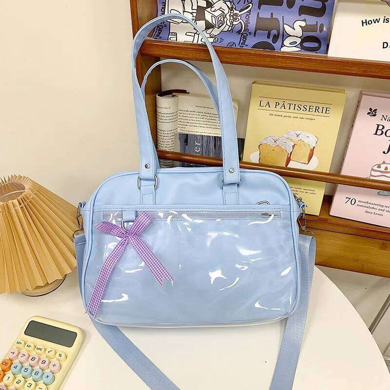 New Design Fashion Large PU Leather Ladies Tote Shoulder Lolita Handbag Female Ita Kawaii Pin Itabag Painful Shopper Bag