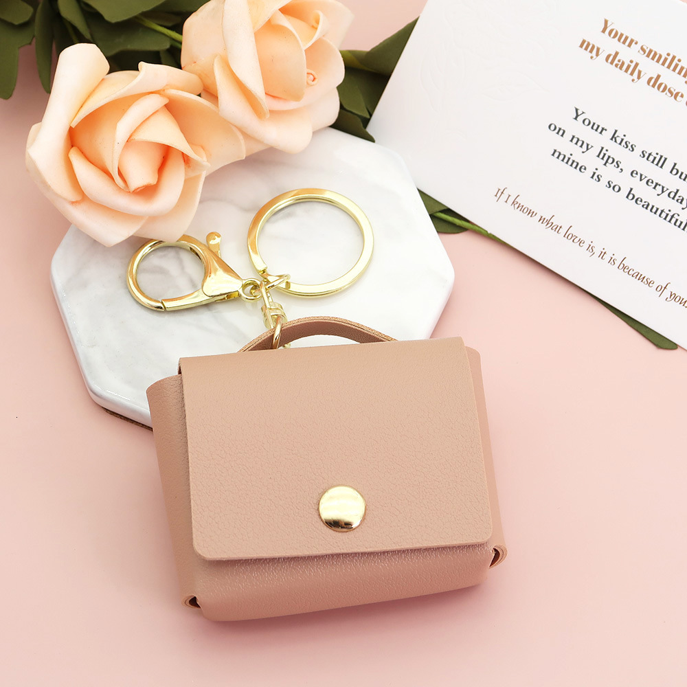 Creative headphone protective fashion case fashionable leather mini square bag coin storage bag keychain pendant fashion designer men s keybag