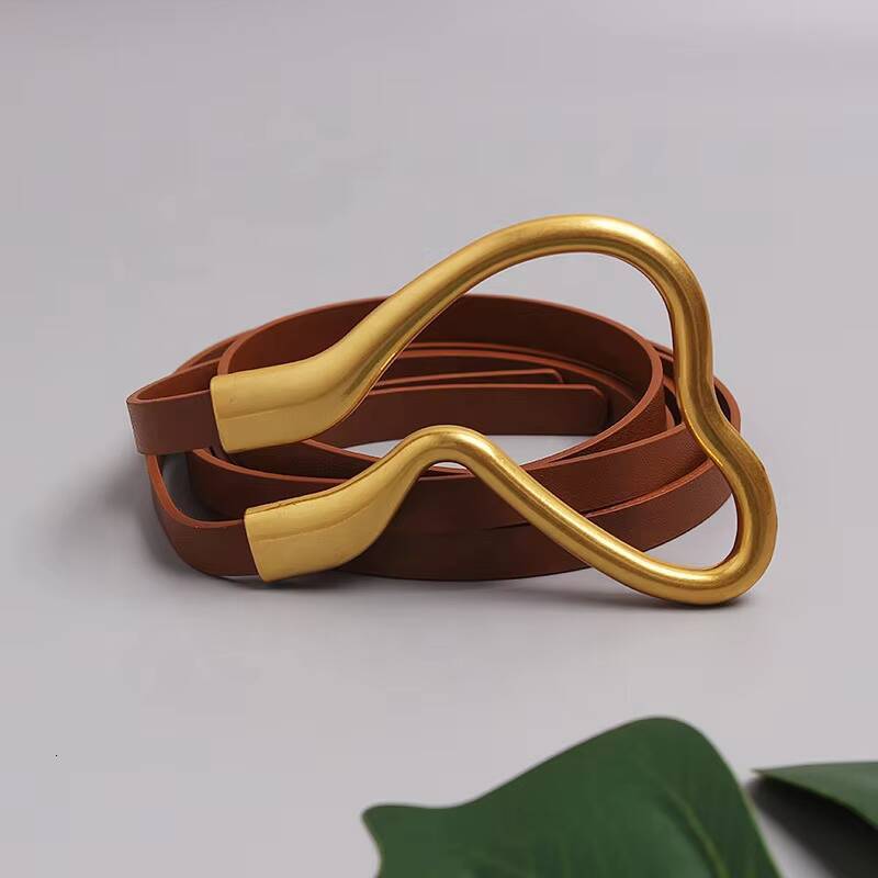 Fashion Metal Horseshoe Soft PU Leather Long Shirt Knot Women's Large Alloy Buckle Belt