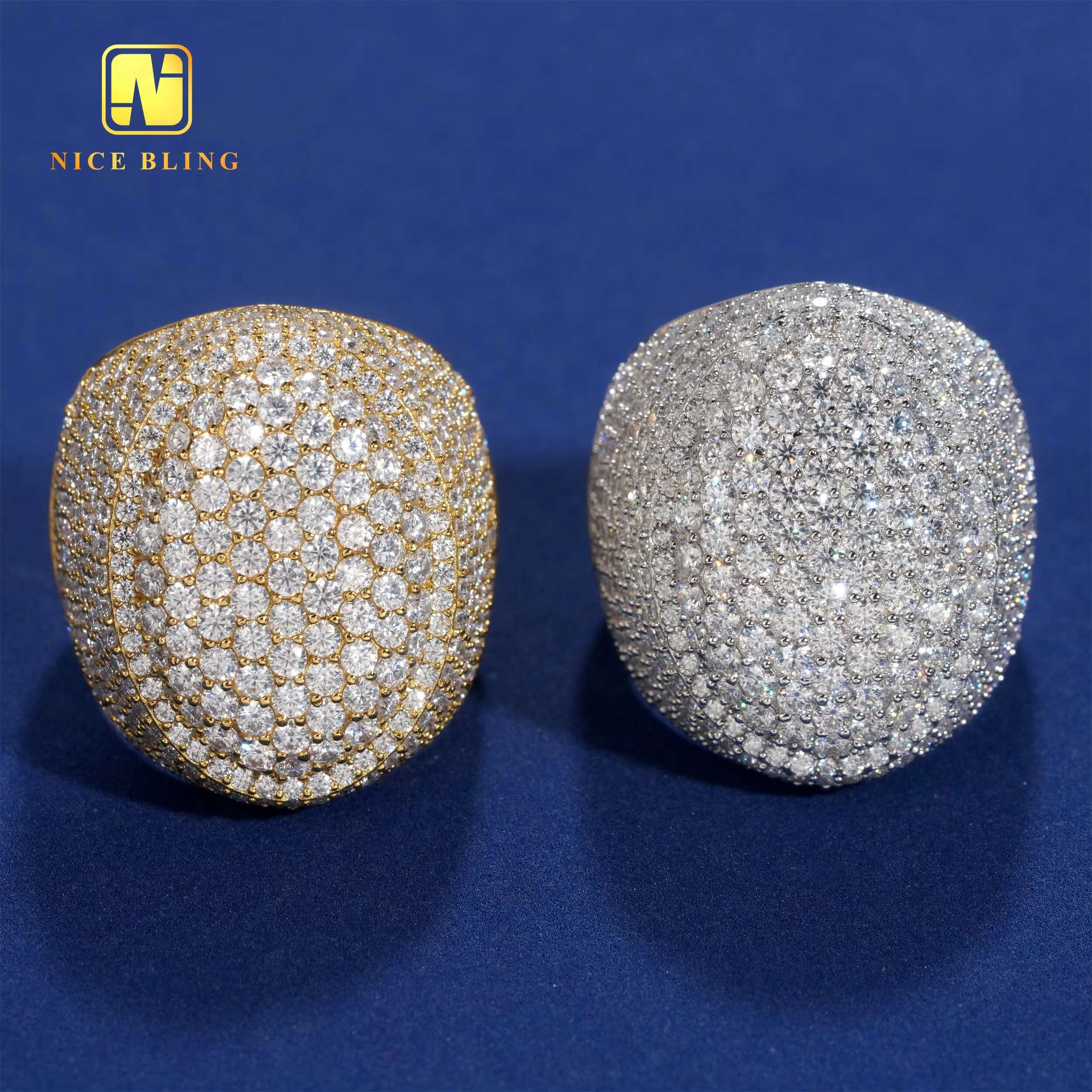 Half Iced Out Oval Shape Rings Pass Diamond Tester Hip Hop Moissanite Engagement Rings S925 Silver Jewelry