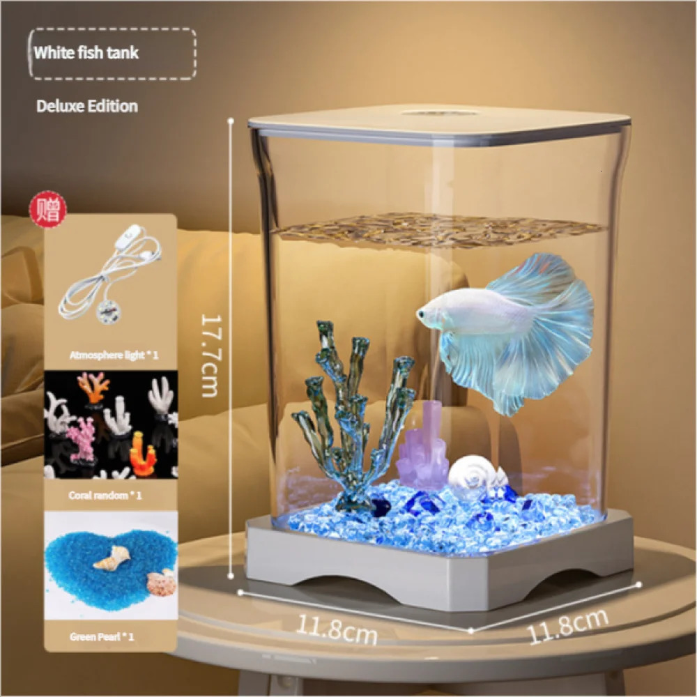 4K High-definition Desktop Fish Tank Acrylic Fish Tank Detachable Transparency Small Tank Multipurpose Amphibian Feeding Box 250530