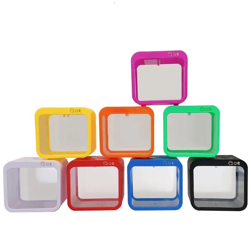 Desktop Transparent Acrylic Fish Tank Plastic Small Goldfish Tank Creative Aquarium with LED Light Decoration No Batteries 250530