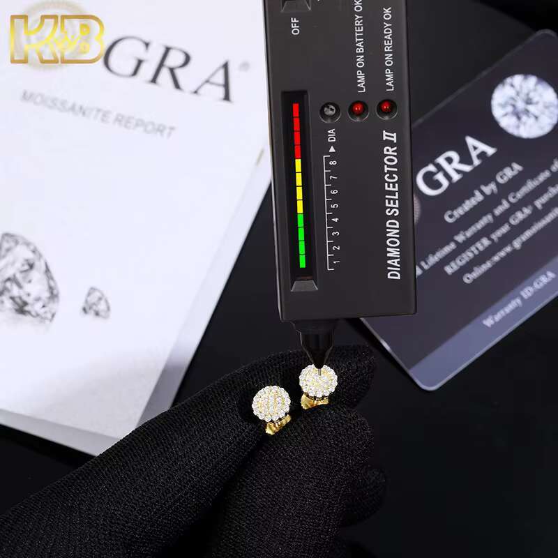 Trendy Moissanite Stud Earrings in Sterling Silver 925 for Men and Women Hip Hop Fashion Jewelry Design