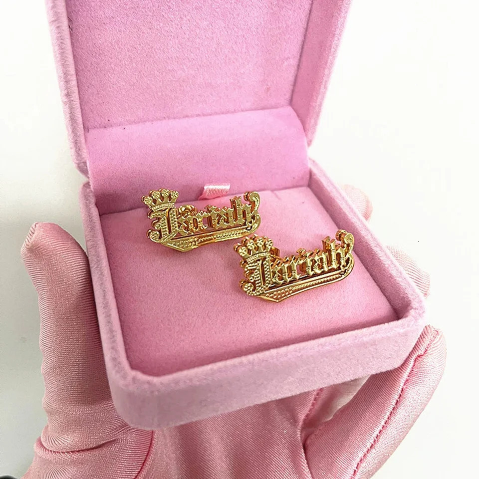 DHQH Customized Name Stainless Steel Earrings 3D Nameplate Earrings Gold Plated Personalized Earrings Commemorative Gift for Her 250529