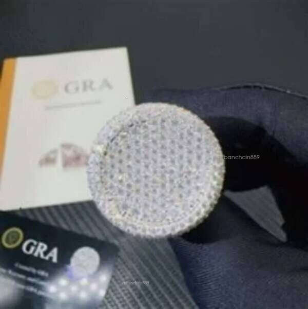 Fine Jewelry Iced Out Hip Hop Cuban Link Ring Gold Plated Sterling Sier VVS Moissanite Dia