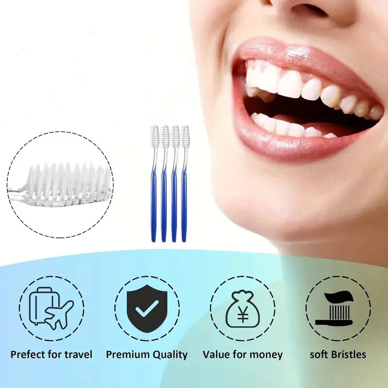 100 Individually Packaged Disposable Travel Toothbrushes Soft Hair Toiletries for Adults Camping el Guests Blue 250528