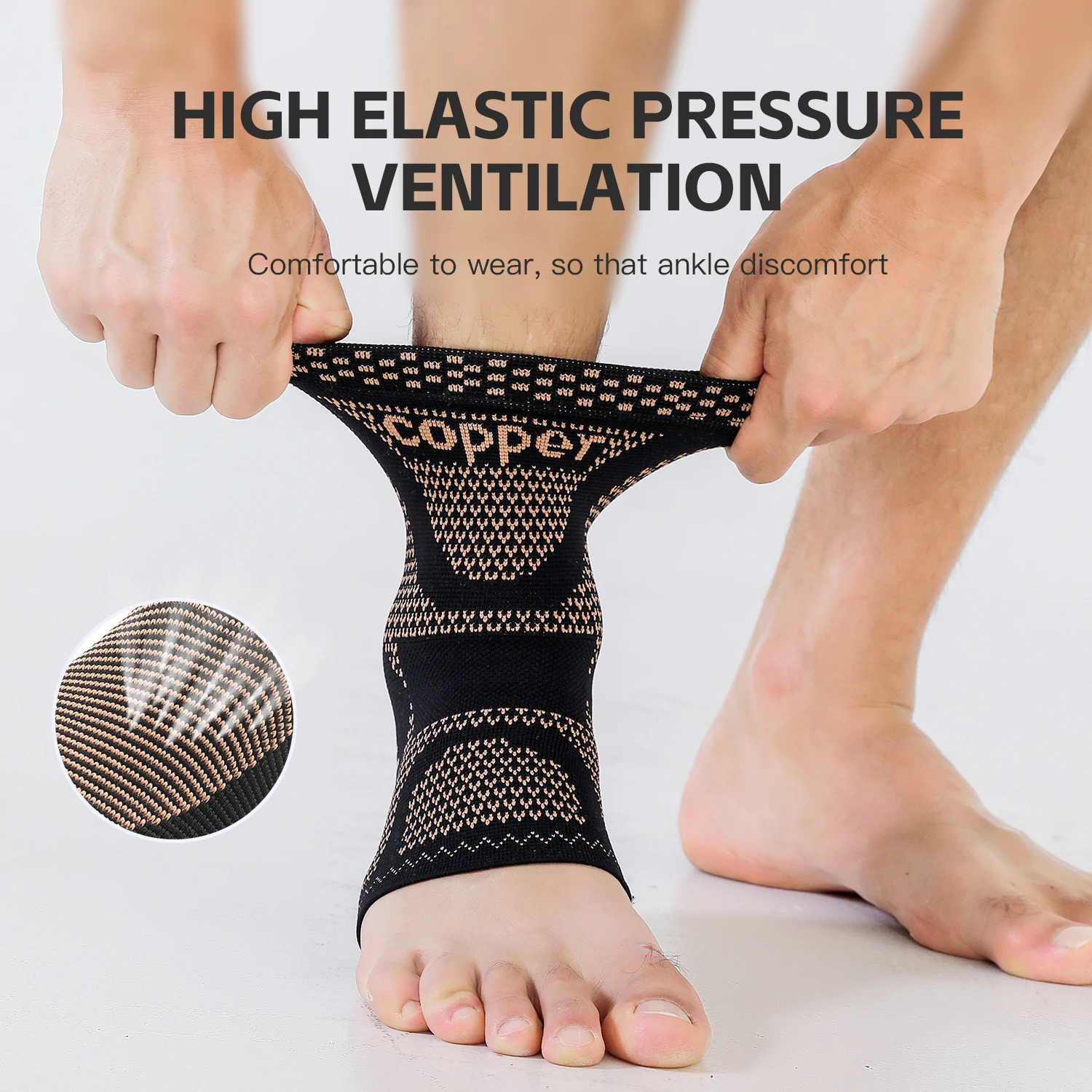 1Pcs Copper Ankle BraceInfused Support Compression Sleeve for Men Womenfor Foot PainSprained AnkleRecoverysports 250530