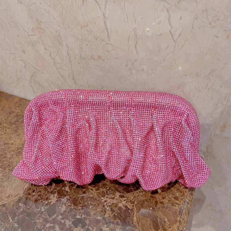 New Style Evening Clutch Diamond Bag Shiny Rhinestone Pleated Cloud Dumpling Clip Bag Single Shoulder Crossbody Bag New Free Delivery Designer Bag