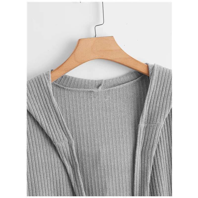 Plus Open Spring Autumn Hooded Cardigan Long Sleeve Pocket Front Ribbed Knit Loose Duster Coat Jacket Large Size 7XL High quality, fashionable, luxuri