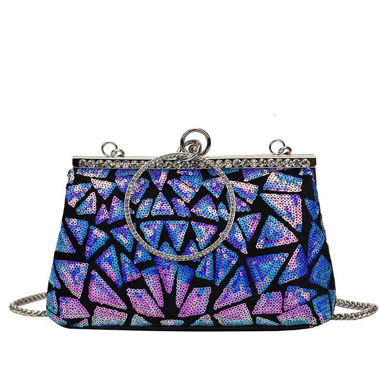 Free Shipping Designers New Handbag With Embroidered Sequins For Ladies Dinner Bag Iron Ring Clip Mouth Womens Bag Cross-border Hot Selling Retro Wome