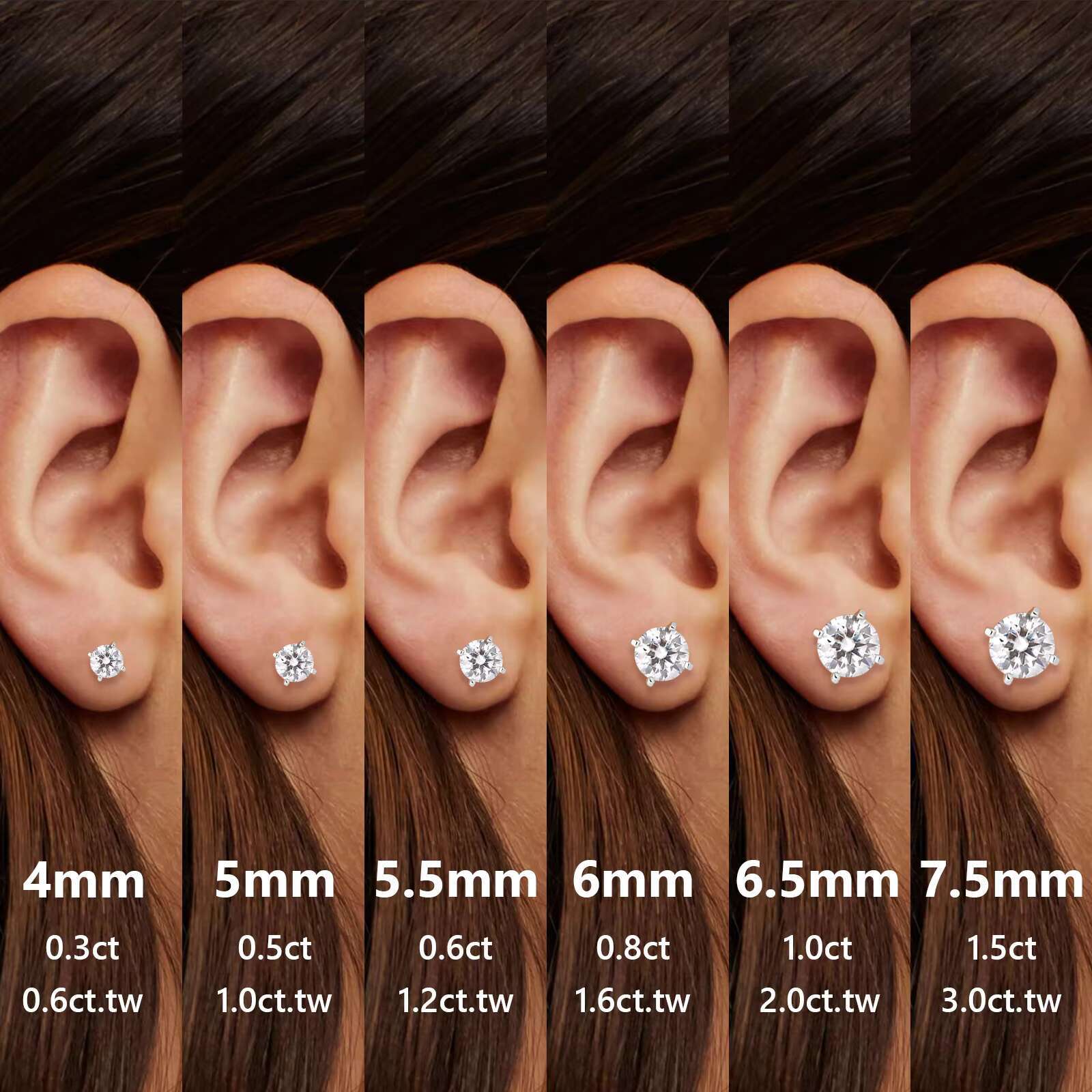 GRA Certification 1ct 2ct 3ct 925 Sterling Silver 4 Claw 14K Gold S925 Sterling Silver VVS1 Moissanite Men Hip Hop Stud Earrings