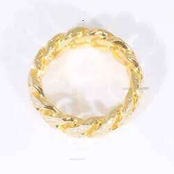 Custom Moissanite Cuban Ring S Sier with 2rows Hip Hop Mens White Gold Plated Vvs Dia Rings