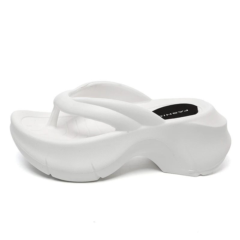Black White Wedge Flip Flops for Women Summer Thick Bottom Non Slip Beach Slippers Woman Clip Toe Chunky Platform Sandals 250528