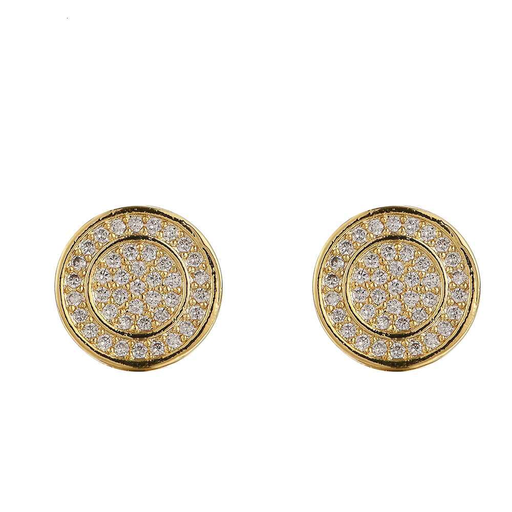 E006 CZ Zircon Stud Earrings with Gold Plated Brass Setting Geometric Shape Hip Hop Bling Blilng Iced for Anniversaries Parties